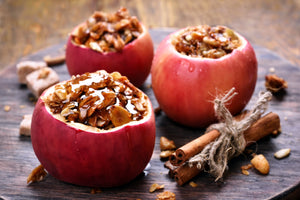 Baked Apple With Pepita Super Green Granola Recipe