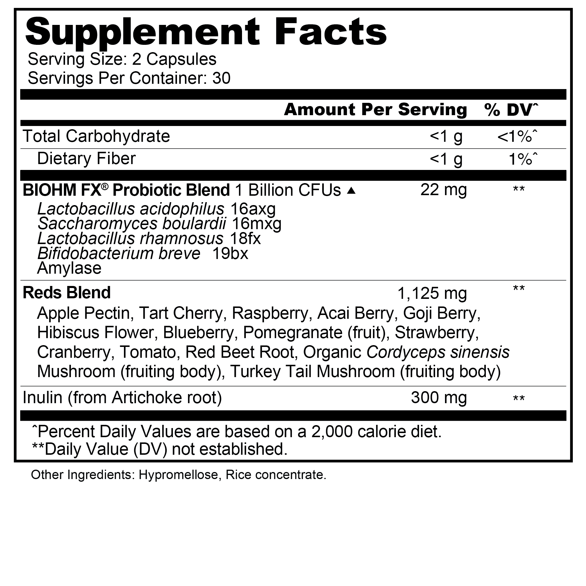 reds capsules supplement facts