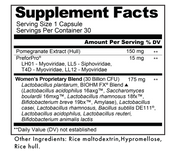 women's supplement facts label